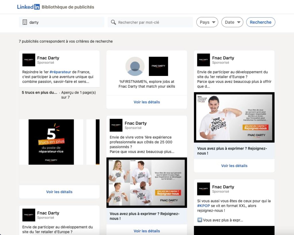 linkedin-bibliotheque-publicites-exemple-darty