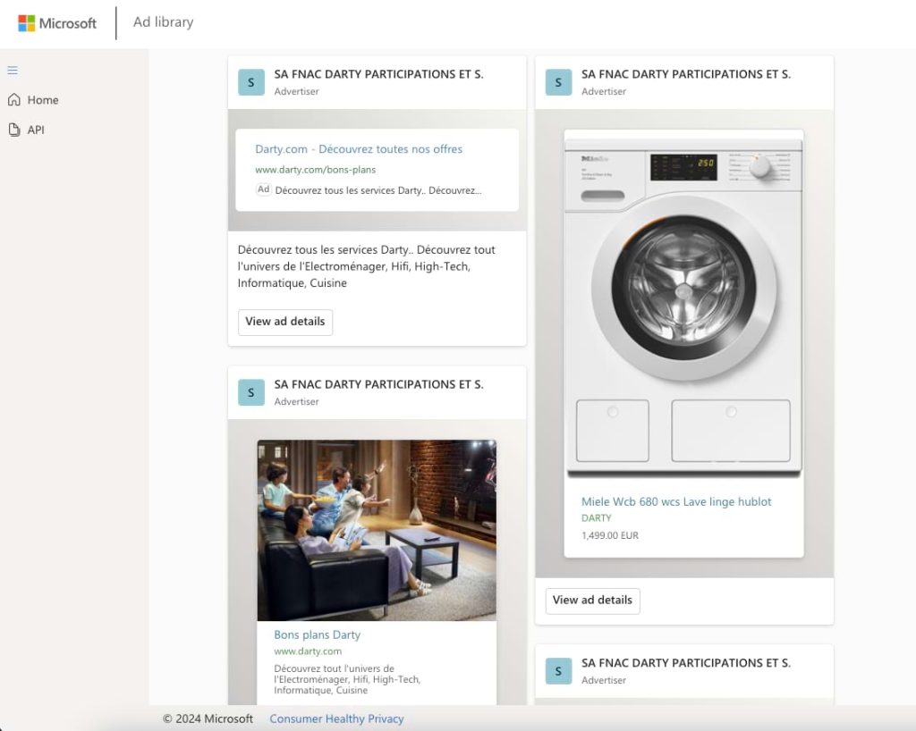 microsoft-bing-ad-library-exemple-darty