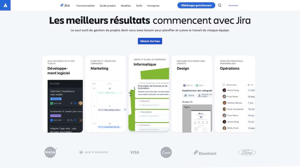 JIRA d'Atlassian : page d'accueil