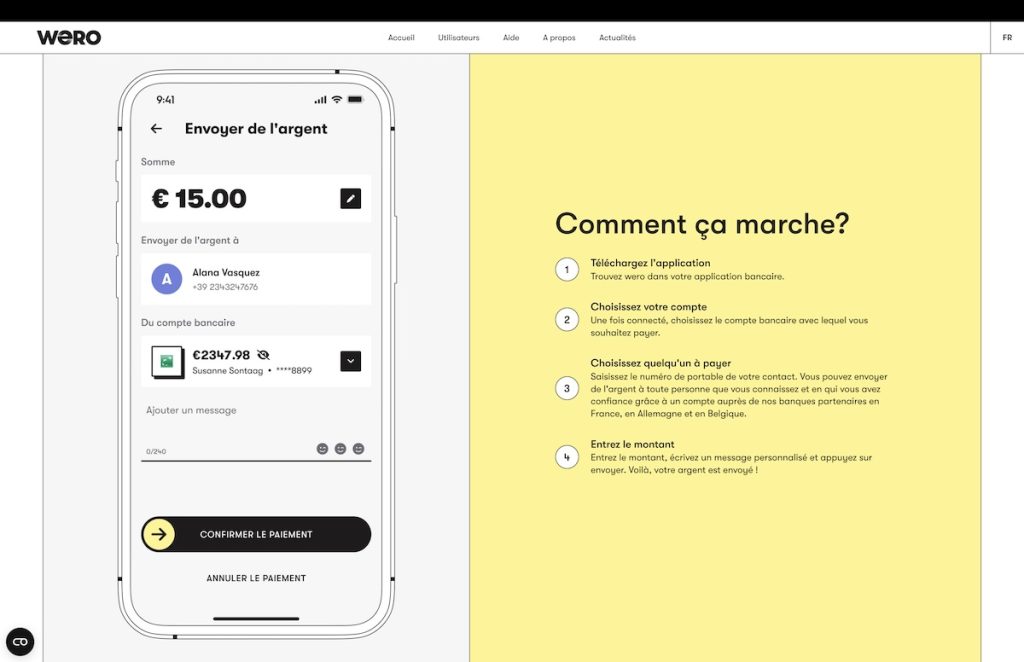 Tutoriel pour envoyer de l'argent avec Wero